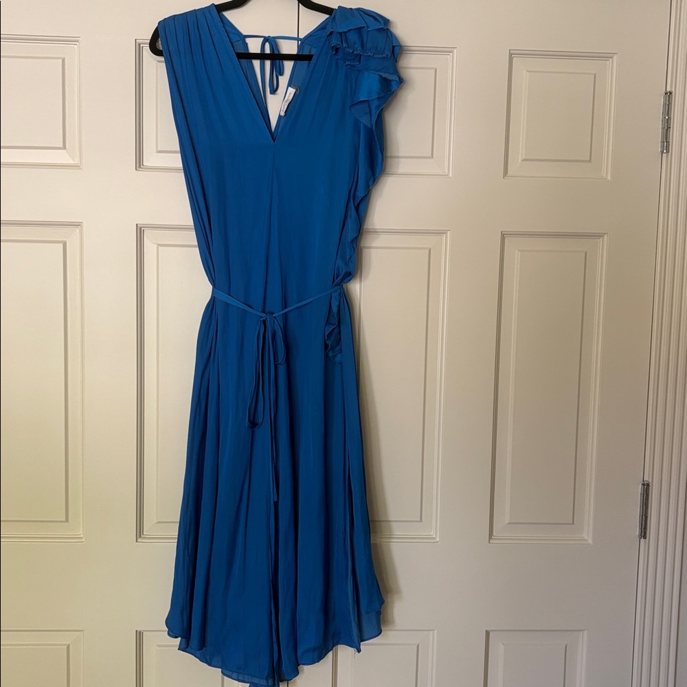 Ramy Brook Kaisley V-Neck Midi Dress Blue Size Small - Picture 3 of 9